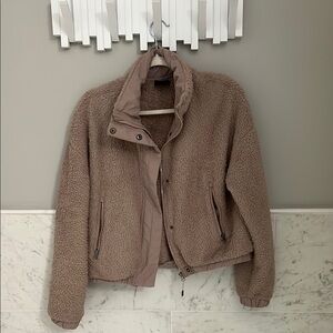 Vuori Tan and Pink Teddy Jacket Cozy Sherpa Style
